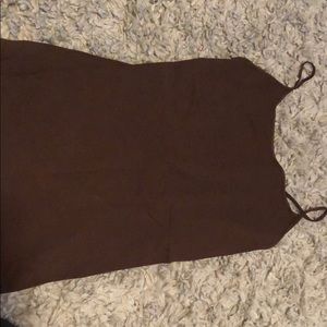 Long sleeve blouse with brown tank top